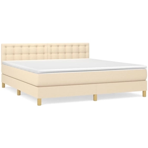 vidaXL Sommier à lattes de lit avec matelas Crème 180x200 cm Tissu pas cher