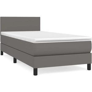 vidaXL Sommier à lattes de lit avec matelas Gris 140x200 cm Similicuir pas cher