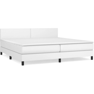 vidaXL Sommier à lattes de lit avec matelas Blanc 160x200cm Similicuir pas cher