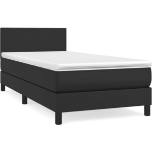 vidaXL Sommier à lattes de lit avec matelas Noir 90x200 cm Similicuir pas cher