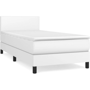 vidaXL Sommier à lattes de lit avec matelas Blanc 90x190 cm Similicuir pas cher