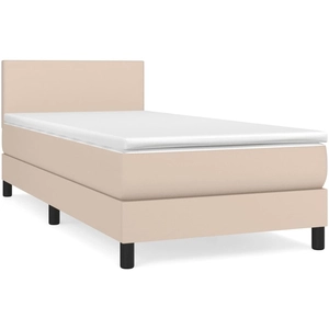 vidaXL Sommier à lattes de lit avec matelas Cappuccino 100x200 cm pas cher