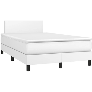 vidaXL Sommier à lattes de lit avec matelas Blanc 120x200cm Similicuir pas cher