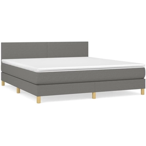 vidaXL Sommier à lattes de lit avec matelas Gris foncé 160x200cm Tissu pas cher