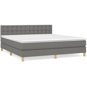 vidaXL Sommier à lattes de lit avec matelas Gris foncé 180x200cm Tissu pas cher