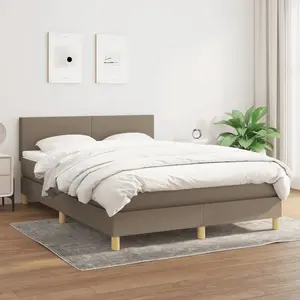 vidaXL Sommier à lattes de lit avec matelas Taupe 140x200 cm Tissu pas cher