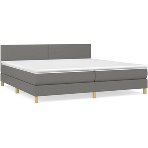 vidaXL Sommier à lattes de lit avec matelas Gris foncé 200x200cm Tissu pas cher