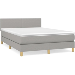 vidaXL Sommier à lattes de lit avec matelas Gris clair 140x190cm Tissu pas cher