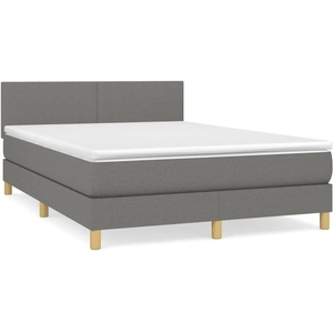 vidaXL Sommier à lattes de lit avec matelas Gris foncé 140x190cm Tissu pas cher