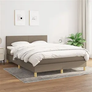 Comparateur de prix : vidaXL Sommier à lattes de lit avec matelas Taupe 140x190 cm Tissu