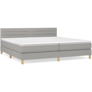 vidaXL Sommier à lattes de lit avec matelas Gris clair 200x200cm Tissu pas cher