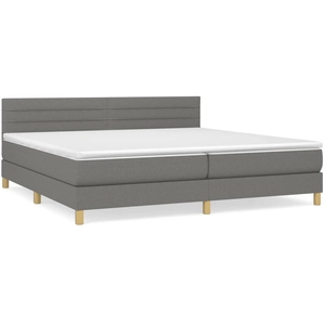 vidaXL Sommier à lattes de lit avec matelas Gris foncé 200x200cm Tissu pas cher