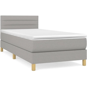 vidaXL Sommier à lattes de lit avec matelas Gris clair 100x200cm Tissu pas cher