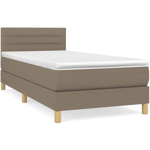 vidaXL Sommier à lattes de lit avec matelas Taupe 90x190 cm Tissu pas cher