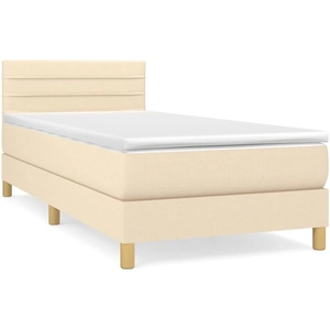 vidaXL Sommier à lattes de lit et matelas Crème 90x190 cm Tissu pas cher