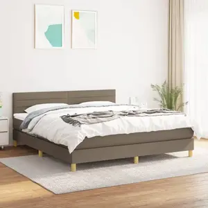 vidaXL Sommier à lattes de lit avec matelas Taupe 160x200 cm Tissu pas cher