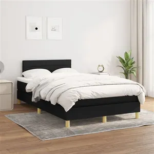 vidaXL Sommier à lattes de lit avec matelas Noir 120x200 cm Tissu pas cher