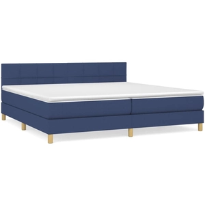 vidaXL Sommier à lattes de lit avec matelas Bleu 200x200 cm Tissu pas cher