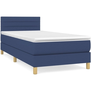 vidaXL Sommier à lattes de lit avec matelas Bleu 80x200 cm Tissu pas cher