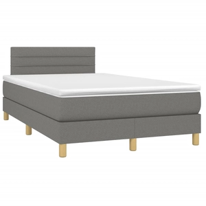 vidaXL Sommier à lattes de lit avec matelas Gris foncé 140x190cm Tissu pas cher