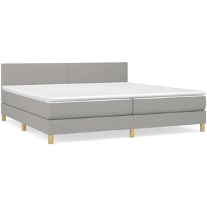 vidaXL Sommier à lattes de lit avec matelas Gris clair 200x200cm Tissu pas cher