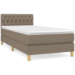 vidaXL Sommier à lattes de lit avec matelas Taupe 90x200 cm Tissu pas cher