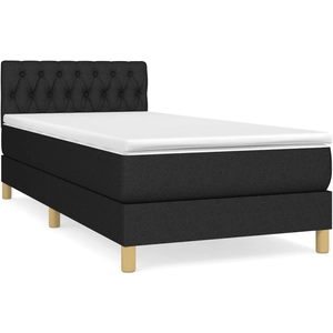vidaXL Sommier à lattes de lit avec matelas Noir 100x200 cm Tissu pas cher