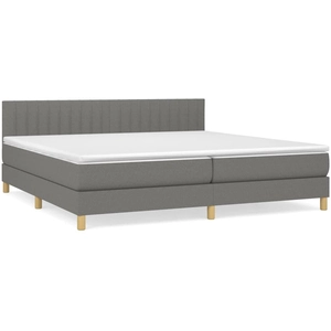 vidaXL Sommier à lattes de lit avec matelas Gris foncé 200x200cm Tissu pas cher