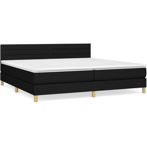 vidaXL Sommier à lattes de lit avec matelas Noir 200x200 cm Tissu pas cher