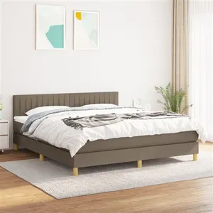 vidaXL Sommier à lattes de lit avec matelas Taupe 180x200 cm Tissu pas cher