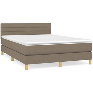 vidaXL Sommier à lattes de lit avec matelas Taupe 140x190 cm Tissu pas cher