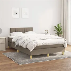vidaXL Sommier à lattes de lit avec matelas Taupe 120x200 cm Tissu pas cher