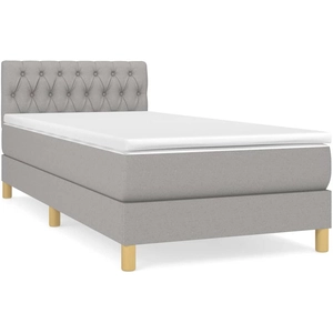 vidaXL Sommier à lattes de lit avec matelas Gris clair 80x200 cm Tissu pas cher