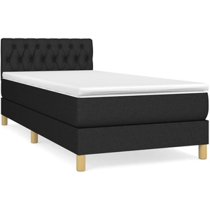 vidaXL Sommier à lattes de lit et matelas Noir 80x200 cm Tissu pas cher