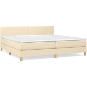 vidaXL Sommier à lattes de lit avec matelas Crème 200x200 cm Tissu pas cher