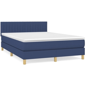 vidaXL Sommier à lattes de lit avec matelas Bleu 140x200 cm Tissu pas cher