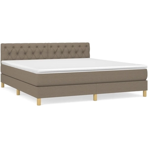 vidaXL Sommier à lattes de lit avec matelas Taupe 160x200 cm Tissu pas cher