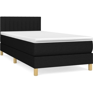 vidaXL Sommier à lattes de lit avec matelas Noir 90x190 cm Tissu pas cher