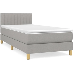 vidaXL Sommier à lattes de lit et matelas Gris clair 90x190 cm Tissu pas cher