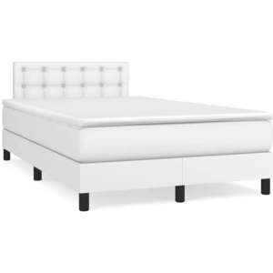 vidaXL Sommier à lattes de lit avec matelas Blanc 140x190cm Similicuir pas cher