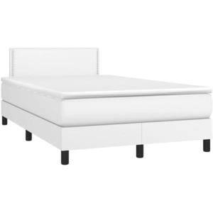 vidaXL Sommier à lattes de lit avec matelas Blanc 120x200cm Similicuir pas cher