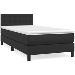 vidaXL Sommier à lattes de lit avec matelas Noir 80x200cm Similicuir pas cher