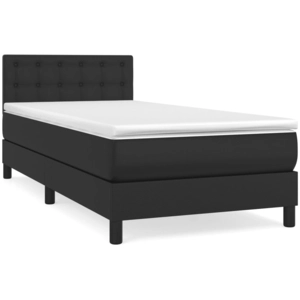 vidaXL Sommier à lattes de lit avec matelas Noir 90x190 cm Similicuir pas cher