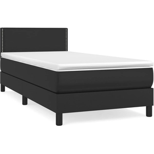 vidaXL Sommier à lattes de lit avec matelas Noir 90x200 cm Similicuir pas cher