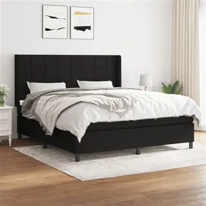 vidaXL Sommier à lattes de lit avec matelas Noir 180x200 cm Tissu pas cher