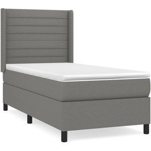 vidaXL Sommier à lattes de lit et matelas Gris foncé 90x190 cm Tissu pas cher