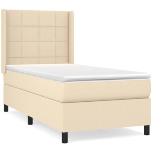 vidaXL Sommier à lattes de lit avec matelas Crème 140x200 cm Tissu pas cher