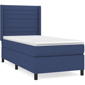 vidaXL Sommier à lattes de lit avec matelas Bleu 90x190 cm Tissu pas cher