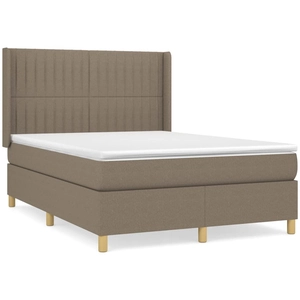 vidaXL Sommier à lattes de lit avec matelas Taupe 140x190 cm Tissu pas cher