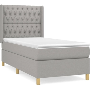 vidaXL Sommier à lattes de lit avec matelas Gris clair 90x200 cm Tissu pas cher